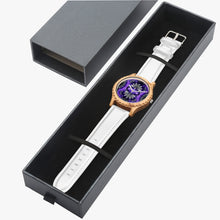 Load image into Gallery viewer, Ti Amo I love you - Exclusive Brand - Purple &amp; Grey Floral Pattern - Womens Designer Italian Olive Wood Watch - Leather Strap
