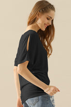 Load image into Gallery viewer, Ninexis Boat Neck Short Sleeve Ruched Side Top
