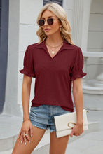 Load image into Gallery viewer, 8 Colors - Eyelet Johnny Collar Short Sleeve Blouse
