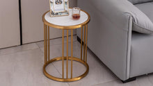 Load image into Gallery viewer, Sintered Stone Round Side/End Table with Golden Stainless Steel Frame
