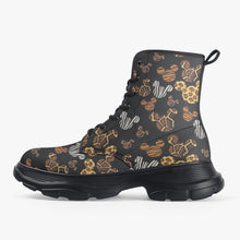 Load image into Gallery viewer, Ti Amo I love you - Exclusive Brand  - Brown Mickey Mouse - Unisex Casual Leather Chunky Boots - Mens 5-14 - Womens 5.5-13
