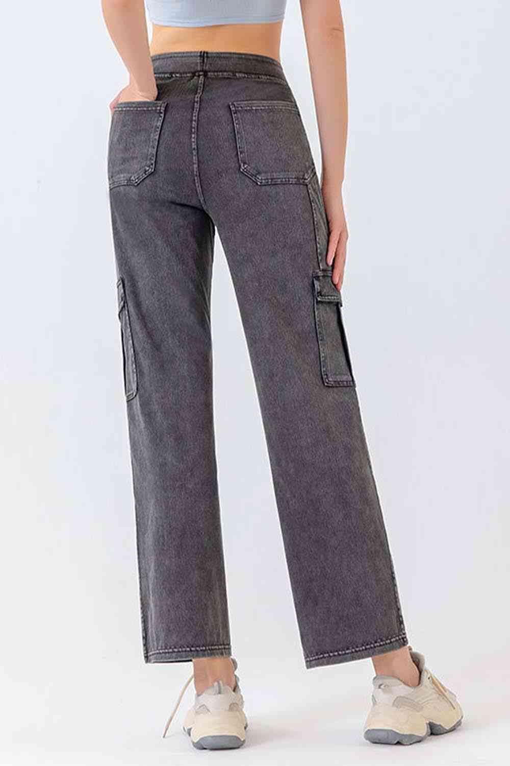 4 Colors - Buttoned Pocketed Long Jeans