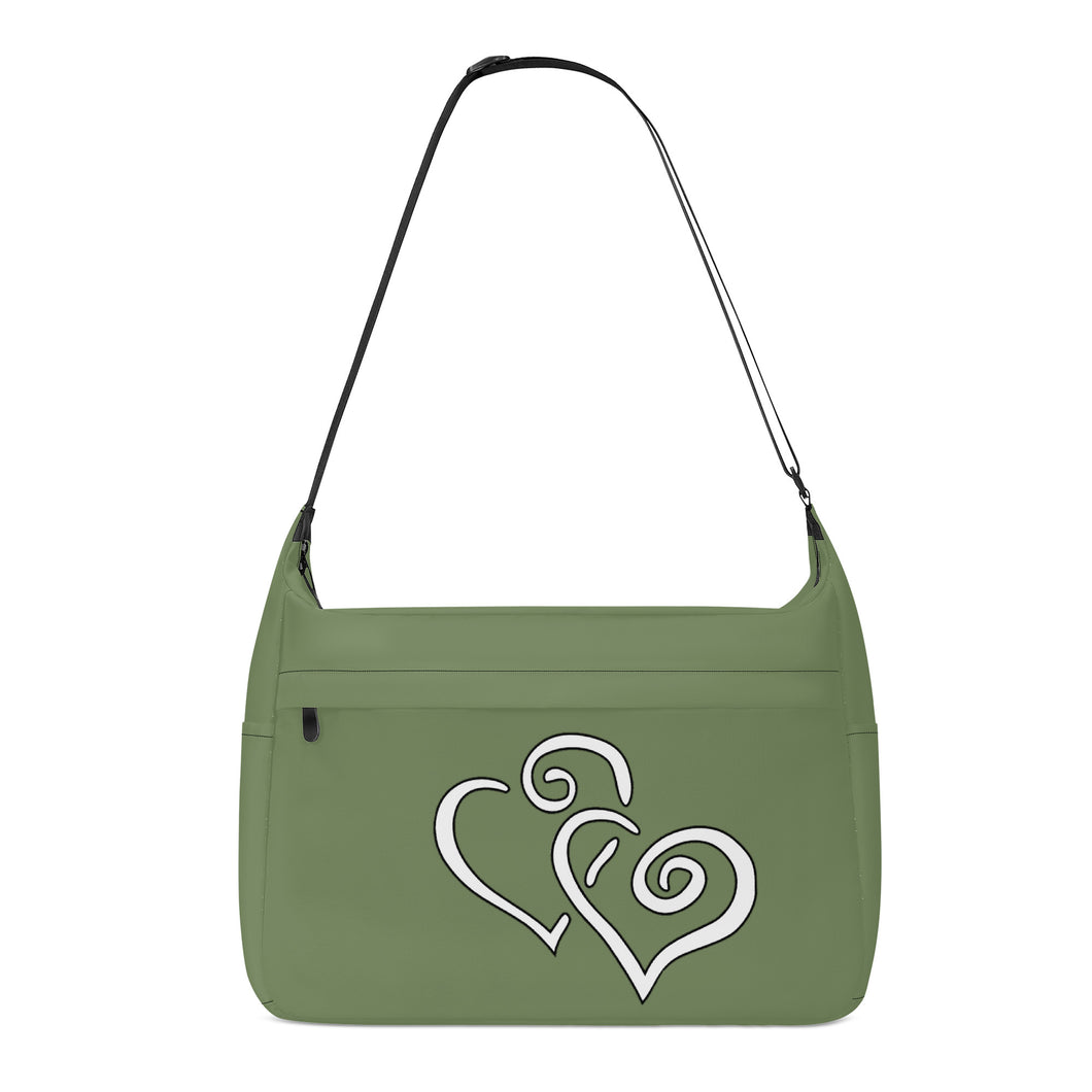 Ti Amo I love you - Exclusive Brand - Light Avocado - Double White Heart - Journey Computer Shoulder Bag