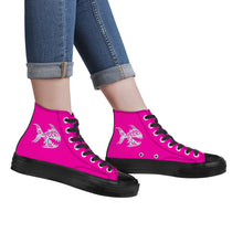 Load image into Gallery viewer, Ti Amo I love you - Exclusive Brand  - Hollywood Cerise - Angry Fish - High Top Canvas Shoes - Black  Soles
