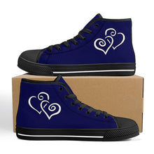 Load image into Gallery viewer, Ti Amo I love you - Exclusive Brand  - Stratos - Double White Heart High-Top Canvas Shoes - Black Soles
