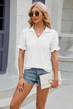 Load image into Gallery viewer, 8 Colors - Eyelet Johnny Collar Short Sleeve Blouse
