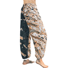 Load image into Gallery viewer, Ti Amo I love you  - Exclusive Brand  - Black &amp; Bronze Impasto Painted Pants - Women&#39;s Harem Pants
