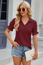 Load image into Gallery viewer, 8 Colors - Eyelet Johnny Collar Short Sleeve Blouse
