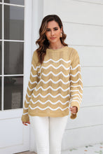 Load image into Gallery viewer, Wave Pattern Round Neck Long Sleeve Sweater
