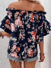 Load image into Gallery viewer, Printed Off-Shoulder Flounce Sleeve Blouse
