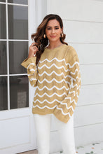 Load image into Gallery viewer, Wave Pattern Round Neck Long Sleeve Sweater
