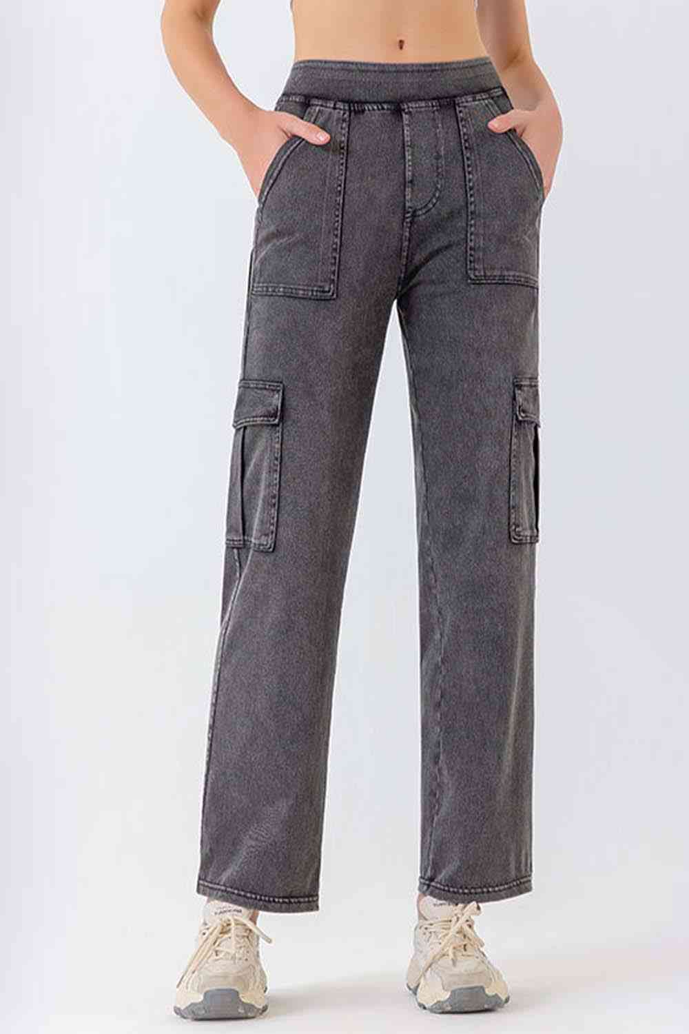 4 Colors - Buttoned Pocketed Long Jeans