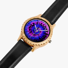 Load image into Gallery viewer, Ti Amo I love you - Exclusive Brand - Persian Blue &amp; Heliotrope - Tie-Dye - Unisex Designer Italian Olive Wood Watch - Leather Strap
