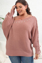 Load image into Gallery viewer, Womens Plus Size - One Shoulder Beaded Sweater
