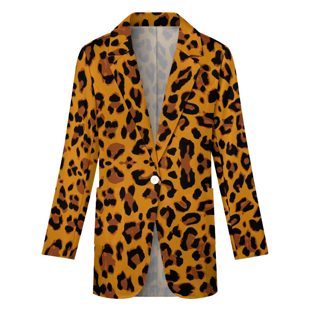 Ti Amo I love you - Exclusive Brand - Fire Bush Leopard - Womens Suit Blazer Jacket - 2XS-2XL