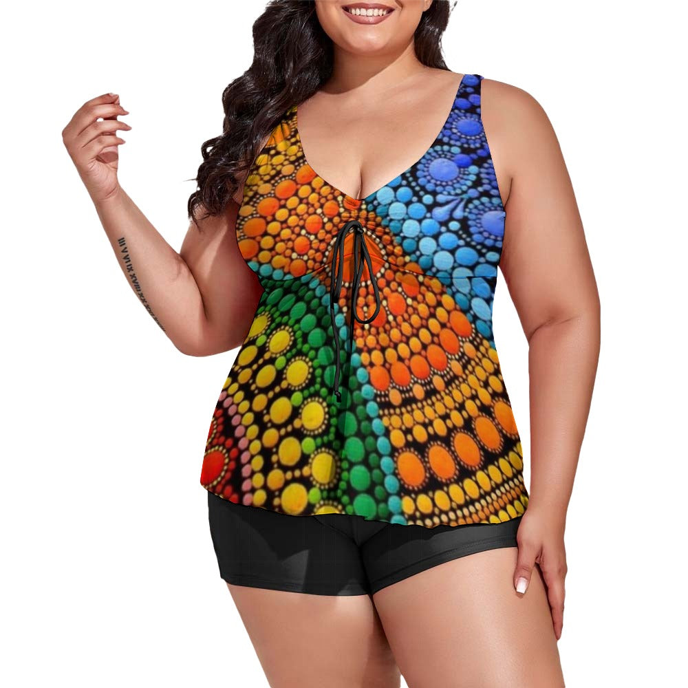 Ti Amo I love you - Exclusive brand - Women's Plus Size Drawstring 2pc Swimsuit - Sizes XL-6XL