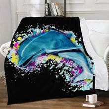 Load image into Gallery viewer, Ti Amo I love you - Exclusive Brand - Black - Dolphin - Micro Fleece Blankets
