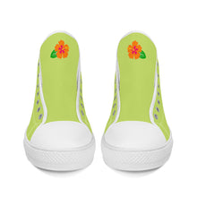 Load image into Gallery viewer, Ti Amo I love you - Exclusive Brand - Hawaiian Flower - Womens High-Top Canvas Shoes - White Soles
