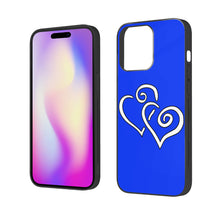 Load image into Gallery viewer, Ti Amo I love you - Exclusive Brand - Blue Blue Eyes - Double White Heart -  iPhone 14 Glass Case (3 cameras)
