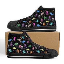 Load image into Gallery viewer, Ti Amo I love you - Exclusive Brand - Black - Sea Creatures - High-Top Canvas Shoes - Black Soles
