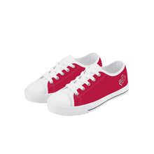 Load image into Gallery viewer, Ti Amo I love you - Exclusive Brand  - Cardinal - Double White Heart - Kids Low Top Canvas Shoes
