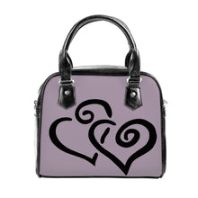 Load image into Gallery viewer, Ti Amo I love you - Exclusive Brand  - Heliotrope Gray - Double Black Heart -  Shoulder Handbag
