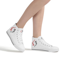 Load image into Gallery viewer, Ti Amo I love you - Exclusive Brand - White - Hannerhead Sharks - Womens High-Top Canvas Shoes - White Soles
