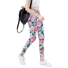 Load image into Gallery viewer, Ti Amo I love you - Exclusive Brand - Pink &amp; Teal Floral - Womens / Teen Girls / Womens Plus Size - Yoga Leggings - Sizes XS-3XL
