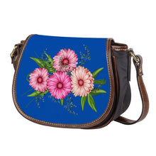 Load image into Gallery viewer, Ti Amo I love you - Exclusive Brand - Dark Blue - Pink Floral - Saddle Bag
