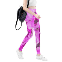 Load image into Gallery viewer, Ti Amo I love you - Exlcusive Brand - Pink Petals - Womens / Teen Girls / Womens Plus Size - Yoga Leggings - Sizes XS-3XL
