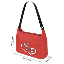 Load image into Gallery viewer, Ti Amo I love you - Exclusive Brand - Meat Red - Double White Heart - Journey Computer Shoulder Bag
