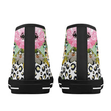 Load image into Gallery viewer, Ti Amo I love you - Exclusive Brand - Leopard with Flowers - High-Top Canvas Shoes - Black
