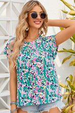 Load image into Gallery viewer, Printed Round Neck Cap Sleeve Blouse
