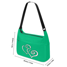 Load image into Gallery viewer, Ti Amo I love you - Exclusive Brand - Algae Green - Double White Heart - Journey Computer Shoulder Bag
