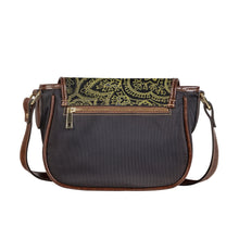 Load image into Gallery viewer, Ti Amo I love you - Exclusive Brand - Black with Gold Filigree - PU Leather Flap Saddle Bag
