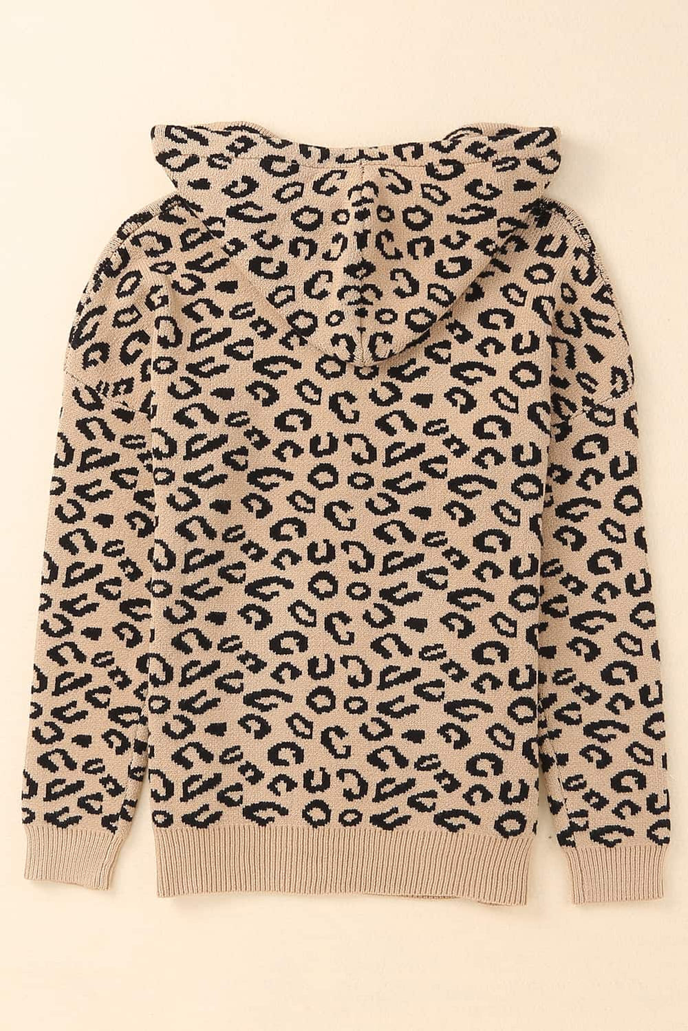 Woven Right Leopard Print Drawstring Hooded Sweatshirt