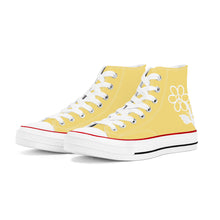 Load image into Gallery viewer, Ti Amo I love you - Exclusive Brand - Sweet Corn - White Daisy - High Top Canvas Shoes - White Soles
