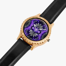 Load image into Gallery viewer, Ti Amo I love you - Exclusive Brand - Purple &amp; Grey Floral Pattern - Womens Designer Italian Olive Wood Watch - Leather Strap
