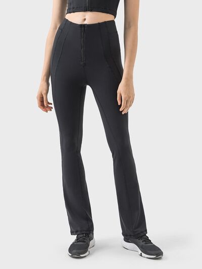 3 Colors - Zipper Detail High Waist Active Pants