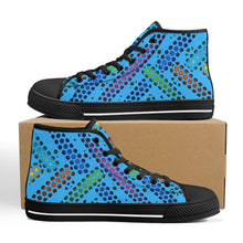 Load image into Gallery viewer, Ti Amo I love you - Exclusive Brand - Medium Cyan Blue - Deco Dots - High-Top Canvas Shoes - Black Soles
