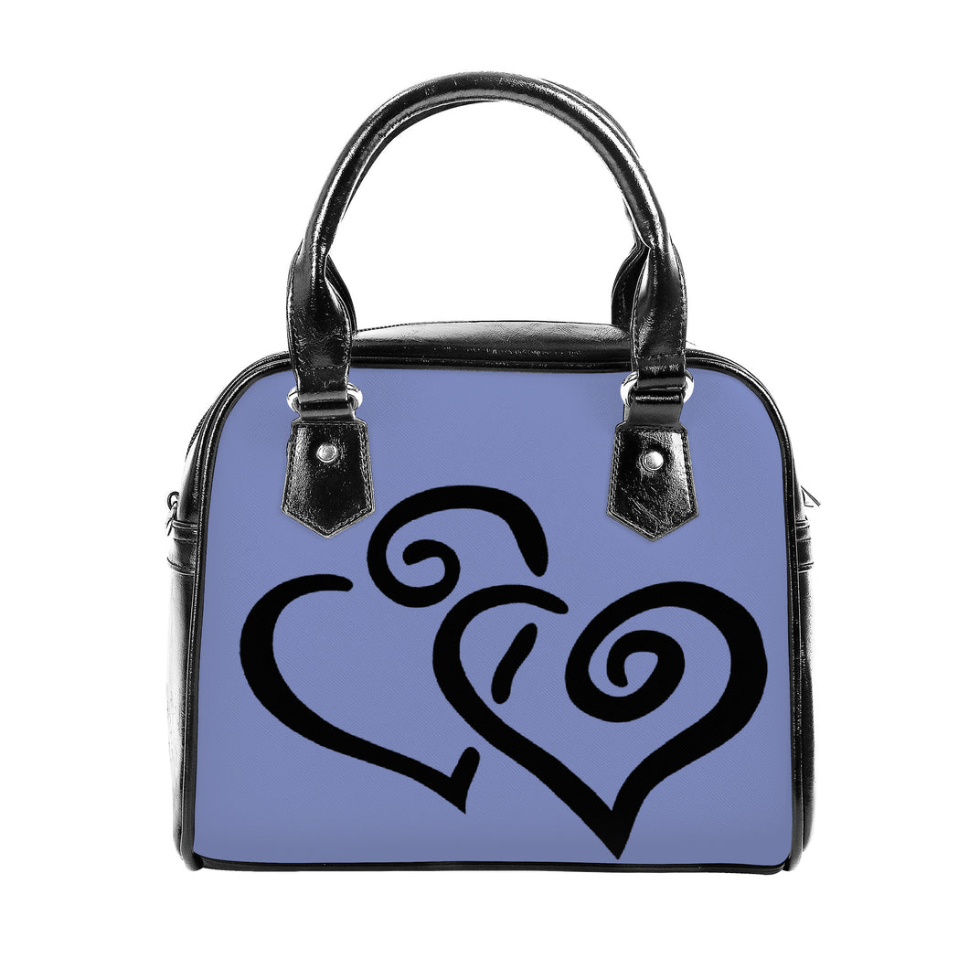 Ti Amo I love you - Exclusive Brand - Deep Periwinkle - Double Black Heart -  Shoulder Handbag