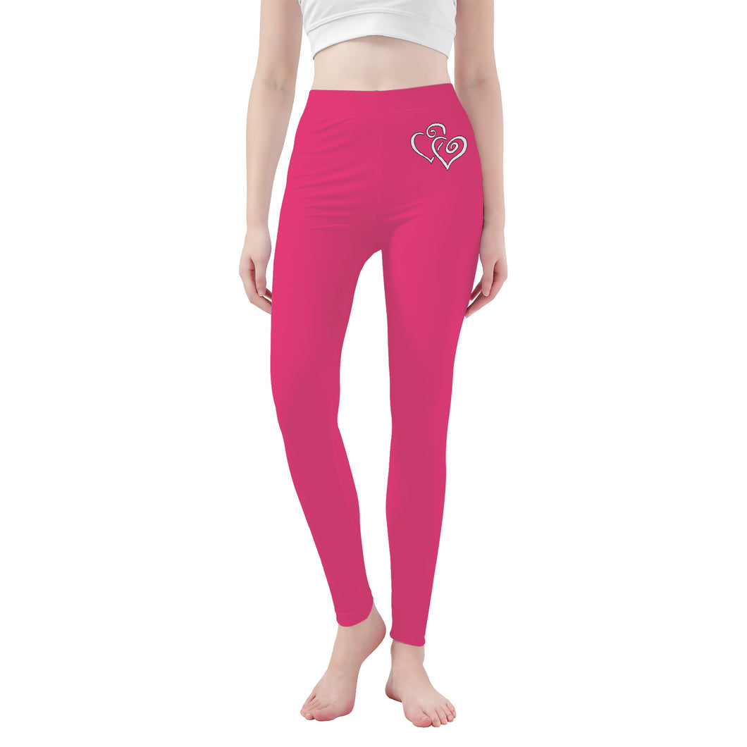 Ti Amo I love you - Exclusive Brand - Cerise Red - Womens / Teen Girls / Womens Plus Size - Yoga Leggings - Sizes XS-3XL