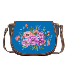 Load image into Gallery viewer, Ti Amo I love you - Exclusive Brand - French Blue - Floral Bouquet - Saddle Bag
