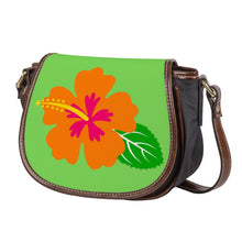 Load image into Gallery viewer, Ti Amo I love you - Exclusive Brand - Pastel Green - Hawaiian Flower - Saddle Bag
