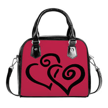 Load image into Gallery viewer, Ti Amo I love you - Exclusive Brand - Bright Maroon - Double Black Heart -  Shoulder Handbag
