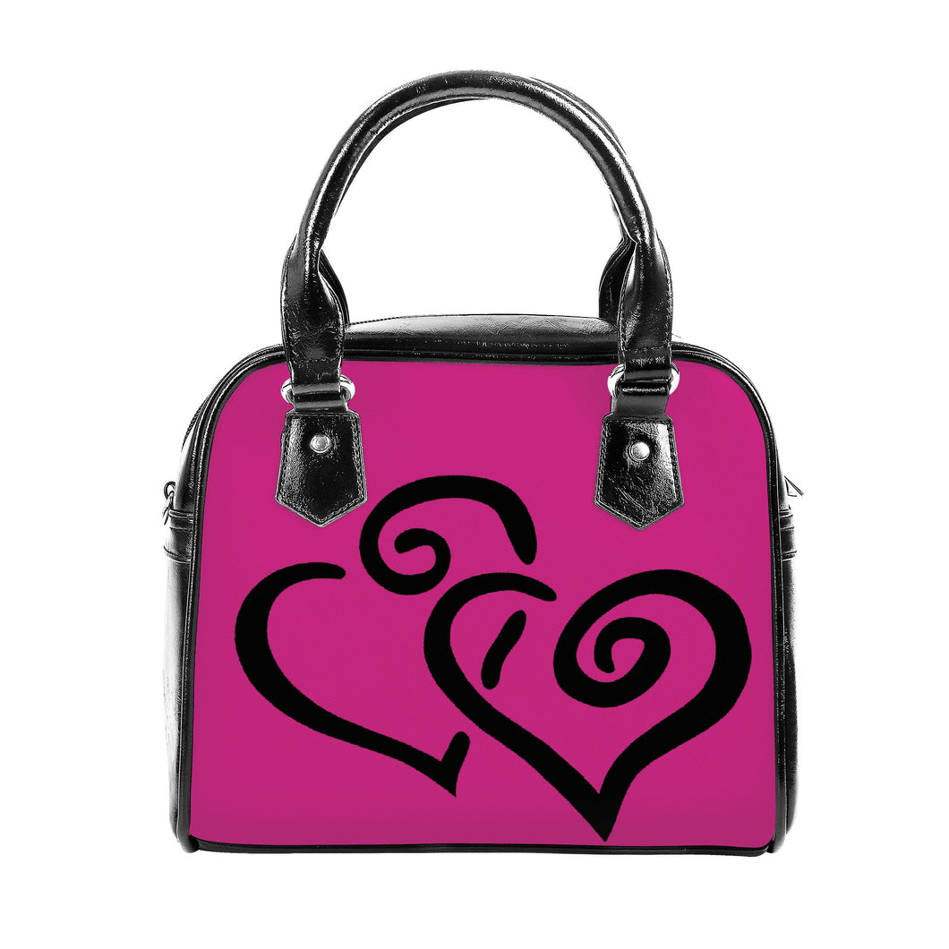 Ti Amo I love you - Exclusive Brand - Amaranth Cerise - Double Black Heart -  Shoulder Handbag