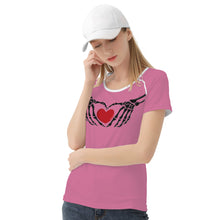 Load image into Gallery viewer, Ti Amo I love you - Exclusive Brand  - Charm - Skeleton Hands with Heart  -Women&#39;s T shirt
