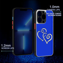 Load image into Gallery viewer, Ti Amo I love you - Exclusive Brand - Blue Blue Eyes - Double White Heart- iPhone 13 Matte Back with Soft Texture Edge Case (3 cameras)
