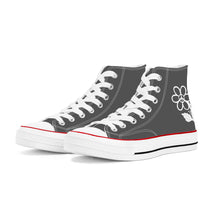 Load image into Gallery viewer, Ti Amo I love you - Exclusive Brand  - Davy&#39;s Grey - White Daisy - High Top Canvas Shoes - White Soles
