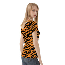 Load image into Gallery viewer, Ti Amo I love you - Exclusive Brand - Zest &amp; Black - Tiger Stripes - Women&#39;s T shirt - Sizes XS-2XL
